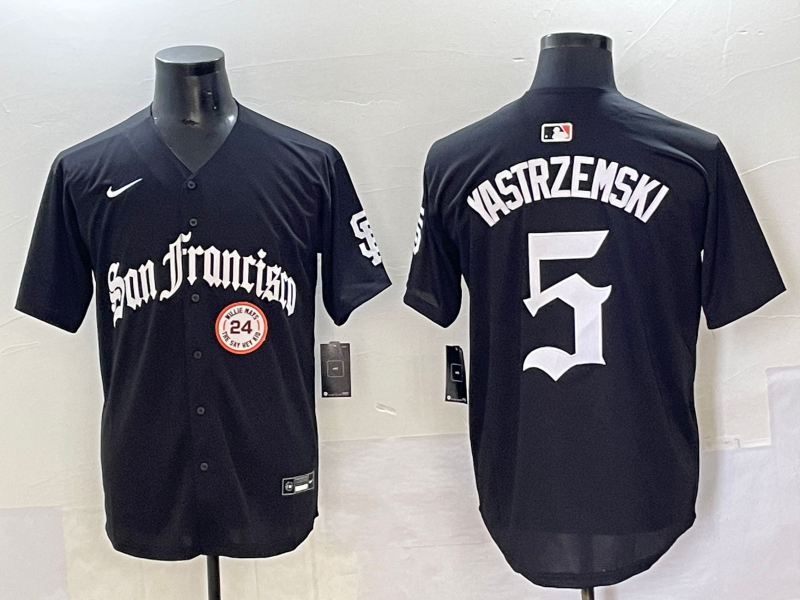 Men 2025 San Francisco Giants 5 Yastrezemski Black Five generations Joint Name Nike MLB Jersey style 3